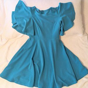 Teal Full Skirt Ruffle Sleeve Dress size M